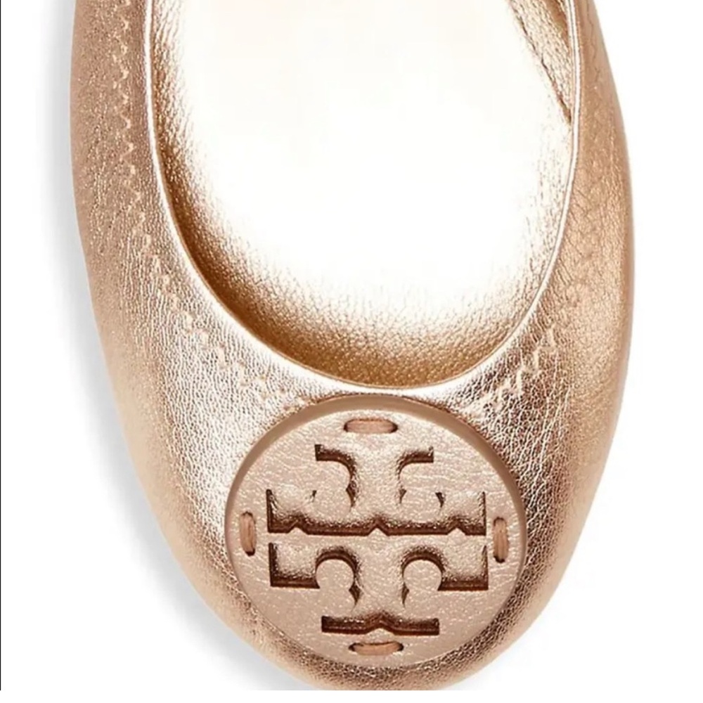 Offers Welcome!! NWT Tory Burch Minnie Travel Ballet Flats - Rose Gold - Picture 5 of 7